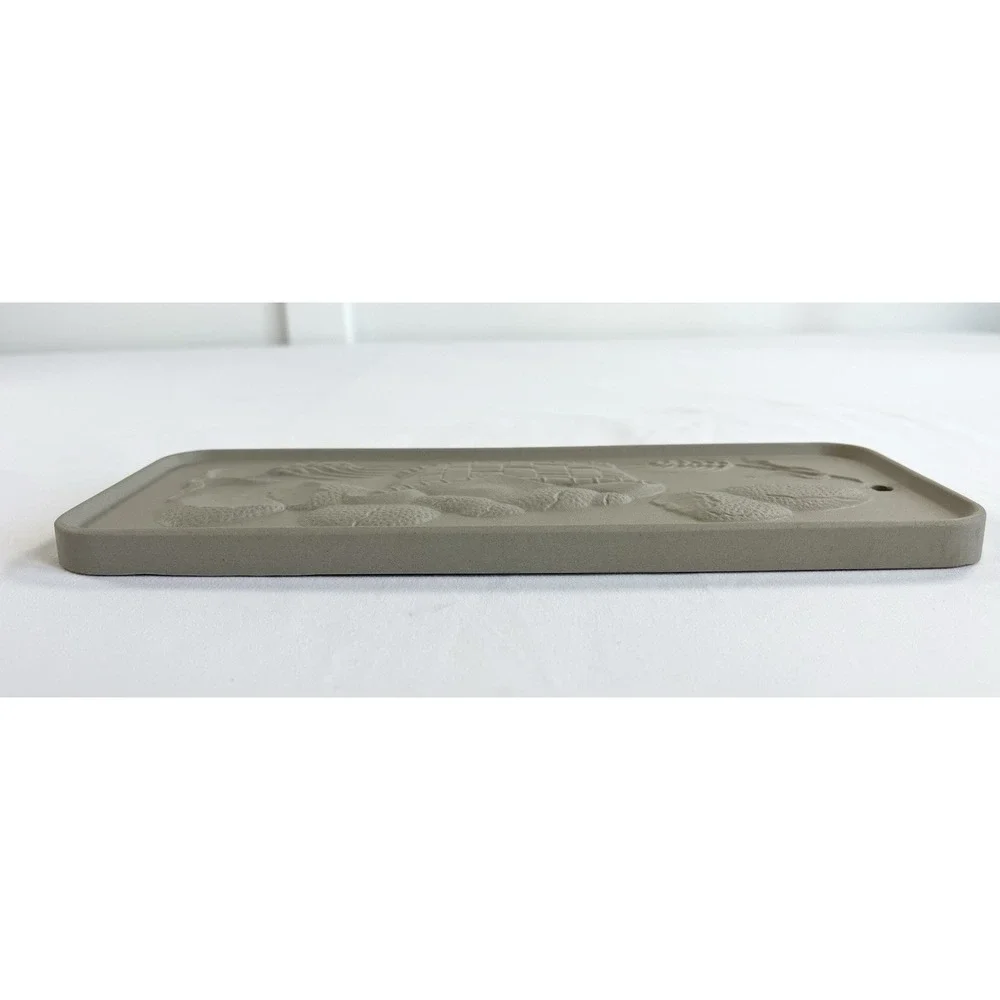 Vintage Earthenware Bread Warming Stone Terracotta Basket Brick Relief Trivet